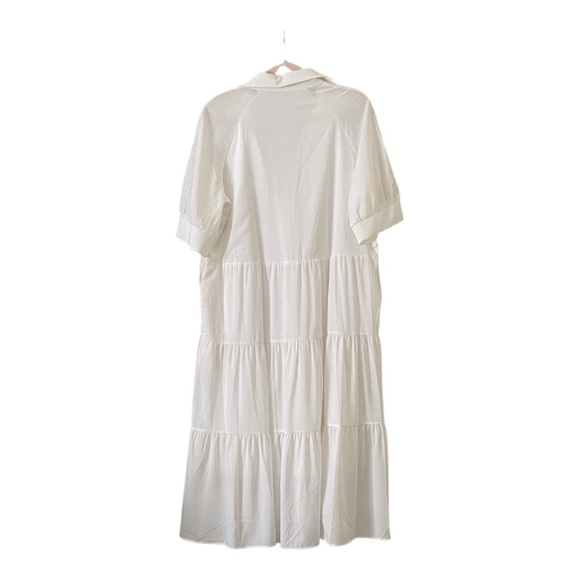 Elegant White Tiered Midi Dress - Picture 3 of 10